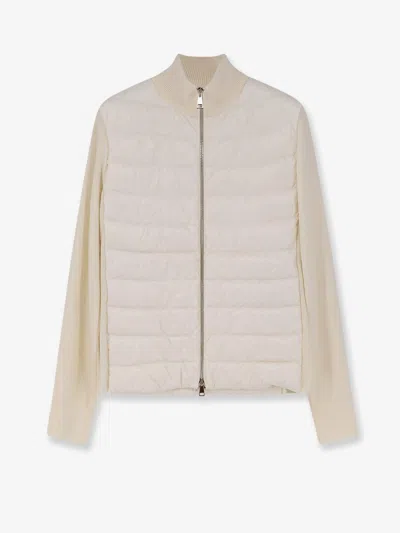 Moncler Cardigan/down Jacket Wit Iconic Patch In White