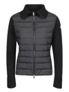 Moncler Wool Blend Jacket Ribbed Collar In Black