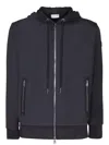 Moncler Zippered Black Cardigan In Black