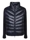 Moncler Cardigan With Quilted Front In Blue