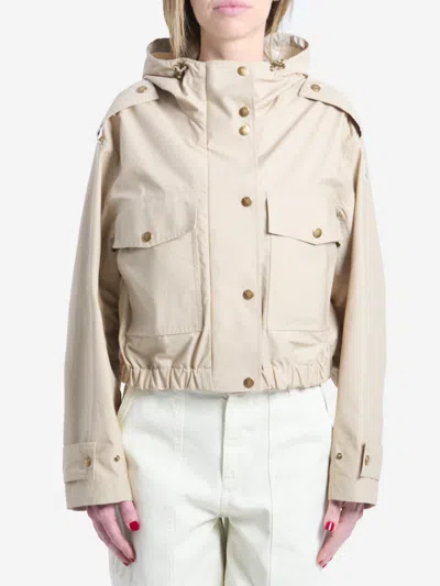 Moncler Carex Button-fastening Flap-pocket Jacket In Neutral