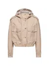 Moncler Carex Cropped Hooded Cotton-blend Poplin Jacket In Brown