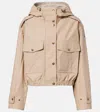Moncler Carex Cropped Hooded Cotton-blend Poplin Jacket In Neutral