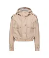 Moncler Carex Cropped Hooded Cotton-blend Poplin Jacket In Neutral