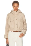 Moncler Carex Cropped Hooded Cotton-blend Poplin Jacket In Neutral