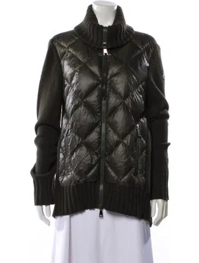 Pre-owned Moncler Cargian Tricot Wool Down Jacket In Green