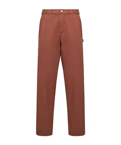 Moncler Cargo Cotton Blend Gabardine Pants In Brown