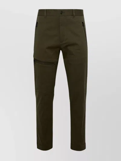 Moncler Cargo Cotton Trousers Reinforced Knees In Green