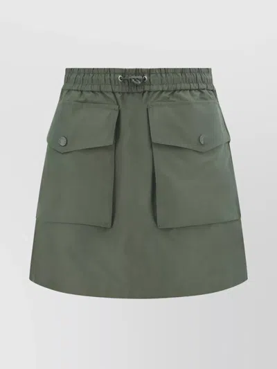 Moncler Cargo Pocket Cotton Skirt In Green