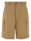 Moncler Cappuccino Stretch Cotton Bermuda Shorts In Neutral