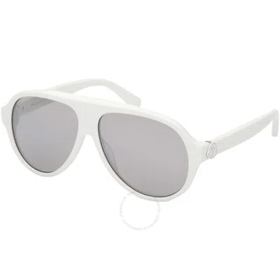 Moncler Caribb Smoke Mirrored Pilot Men's Sunglasses Ml0265 21c 59 In White