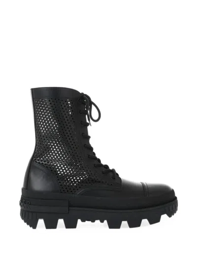 Moncler Carinne Laser-cut Combat Boots In Black