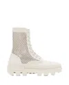 Moncler Carinne Leather Ankle Boots In White
