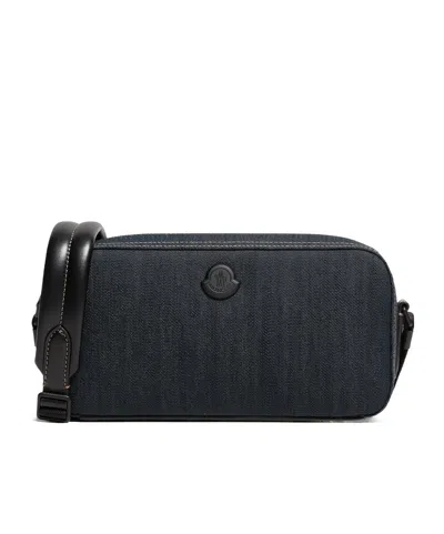 Moncler Carlo Denim Crossbody Bag In Blue