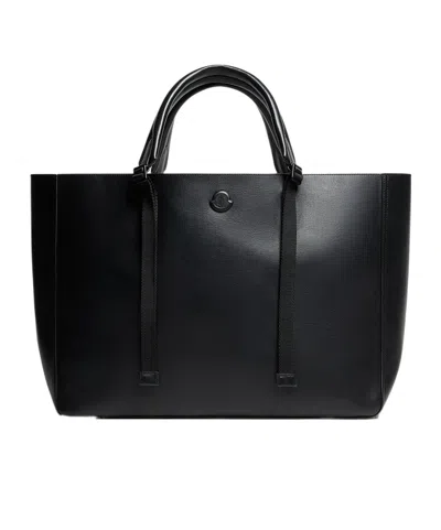 Moncler Carlo Leather Tote Bag In Black