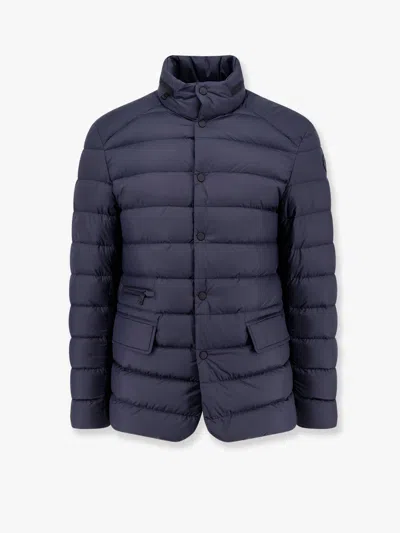 Moncler Carrelet Jacket With Zip And Buttons In Blue