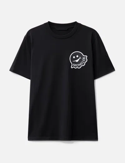 Moncler Cartoon Logo Cotton T-shirt In 黑色