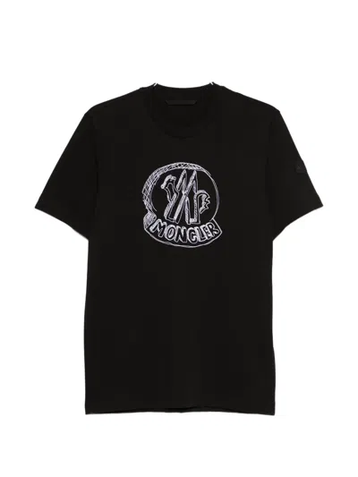 Moncler Cartoon Logo T-shirt In Black
