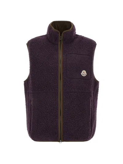Moncler Casentino-texture Logo-detail Gilet In Purple