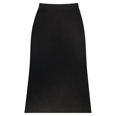 Pre-owned Moncler Cashmere & Wool Blend Midi Skirt In Black