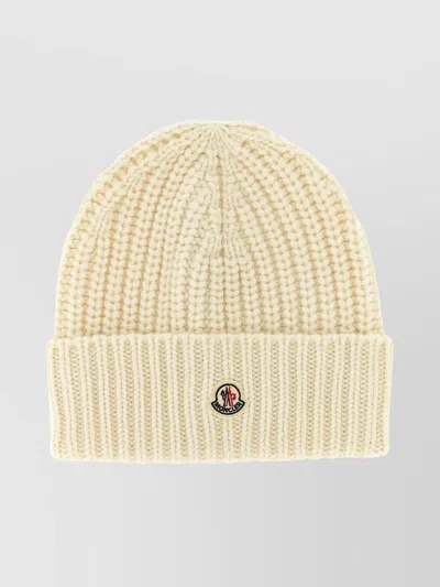 MONCLER CASHMERE AND WOOL RIBBED BEANIE HAT