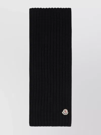 Moncler Cashmere And Wool Ribbed Scarf In Black