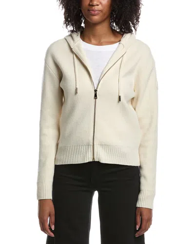 Moncler Cashmere & Wool Zip Up Hoodie In Neutral