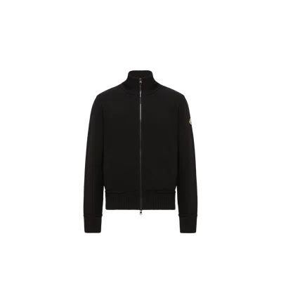 Moncler Logo-patch Zip-up Cardigan In Black