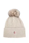 Moncler Cashmere Beanie With Pom Pom In Neutral