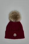 Moncler Cashmere Beanie With Pom Pom In Red