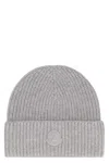 Moncler Cashmere Ribbed Beret Folded Cuff In Gray