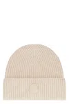 Moncler Cashmere Ribbed Knit Beret With Turn-up Brim In Neutral