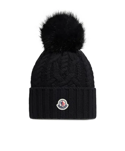 MONCLER CASHMERE BLEND BEANIE WITH POM POM