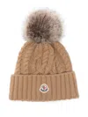 Moncler Cashmere Hat With Pon Pon Accessories In Brown
