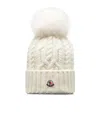 Moncler Cashmere Blend Beanie With Pom Pom In White