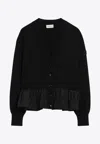 Moncler Cashmere Blend Cardigan Peplum Hem In Black