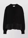 Moncler Cashmere Blend Cardigan Peplum Hem In Black