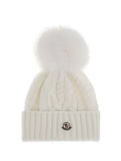 Moncler Cashmere Blend Hat With Pom-pon In Neutral