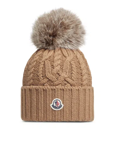 Moncler Cashmere Blend Pom Pom Hat In Green