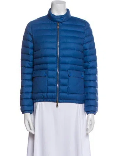 Pre-owned Moncler Cashmere Bomber Jacket In Blue