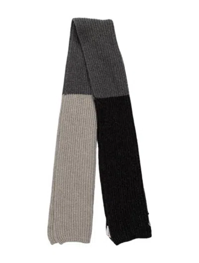 Pre-owned Moncler Cashmere Colorblock Pattern Scarf In Grey