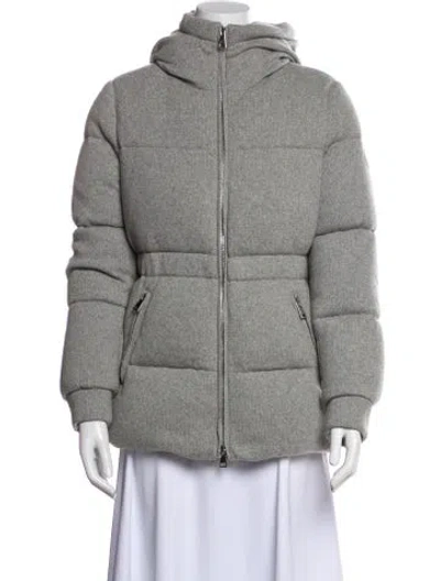Pre-owned Moncler Cashmere Down Coat In Gray