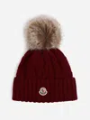 Moncler Cashmere Hat With Pom-pom In Burgundy