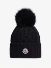Moncler Cashmere Blend Beanie With Pom Pom In Black