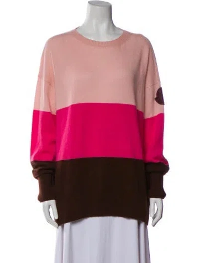 Pre-owned Moncler Cashmere Striped Sweater In Pink