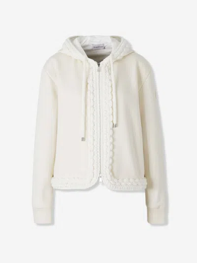 Moncler Zip-up Drawstring Hoodie In Neutral