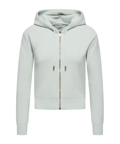 Moncler Cashmere  Wool Zip-up Hoodie In Gray