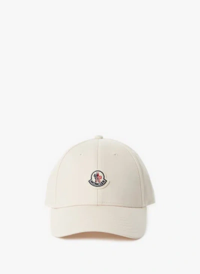 Moncler Logo Patch Gabardine Baseball Cap Accessories In White