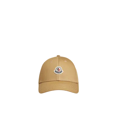 Moncler Gabardine Baseball Cap Beige In Brown
