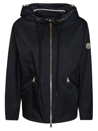 Moncler Cassiope Logo Patch Zip In Navy